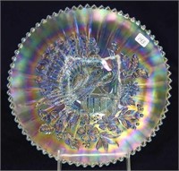 Peacocks 9" plate w/ribbed back - ice blue
