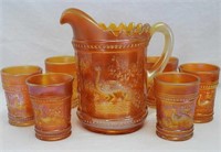 Peacock at the Fountain 7 pc. water set - marigold