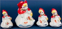 Hull Pottery Little Red Riding Hood 4-Piece Set
