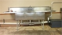 3 BOWL COMMERCIAL SS SINK  90" x 29 1/2"