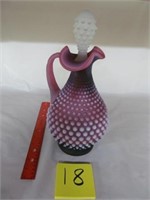 18) Plum Hobnail Decanter with stopper, Matte Fin;