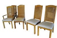 6 Oak Cane Back Dining Chairs