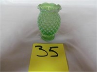 35) Hobnail vase, 4", Green;
