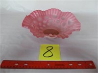 8) Coin Spot Ruffled Bowl, Larger, Pink