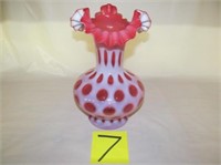 7) Coin Spot Ruffled Large Vase, Pink;