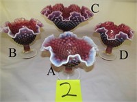 2A) Fenton Plum Iridescent Hobnail bowl;