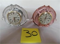 30) Fenton 4" clock, 1 Clear, 1 Pink;