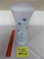 25) Fenton Hand painted Vase, Matte,