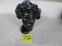 72) Anna Van Briggle Goddess head vase planter;