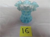 16) Coin Spot Ruffled Vase, 6", Blue;