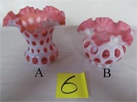 6.A) Coin Spot Ruffled Vase / Bowl, Pink;