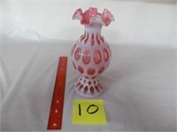 10) Coin Spot Ruffled Vase, Pink