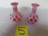 5) Pair of Coin Spot Vases, Pink;