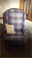 Wingback Plaid Cloth Chair