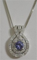 1 ct Genuine Tanzanite & Diamond Necklace