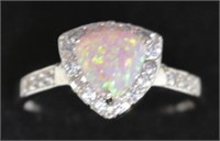 Opal Dinner Ring with White Sapphire Accents