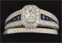 White & Blue Sapphire Engagement Ring