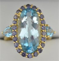 14kt Yellow Gold 16ct Blue Topaz Ring