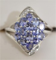 3 ct Genuine Tanzanite and Diamond Ring