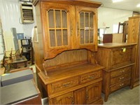 Oak China Cabinet Cupboard with Large piece of
