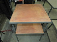 2 Tier Metal Leg Table with Slate Top
