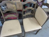 Set 3 Padded Seat Wood Folding Chairs
