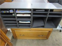 Oak Long Filing Cabinet Section, 2 office divided