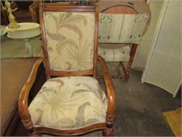 Twisted Wood and Upholstered Side Chair