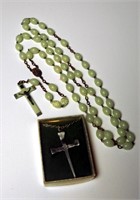 Large Bead Made In Italy Rosary And Cross Necklace