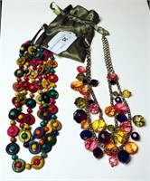 Wood Bead Colorful Necklace & Metal Plastic Bead