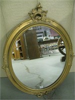 Wood Framed Oval Wall Mirror 19" X 25"