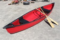 Red Coleman Ram-X 15' Canoe with 2 Paddles