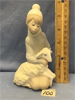 6" Lladro figurine of a young boy and a lamb