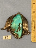 2x2" sterling silver and turquoise pendant