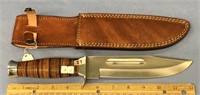12" bowie knife with a stainless steel blade with