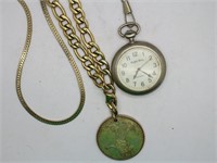 Pocket Watch, Coin on Gold Chain