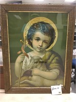 A holy picture of the child Jesus with a lamp in a
