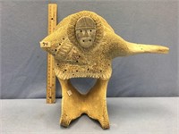 10.5"x 12" fossilized bone vertebrae carved into a