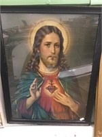 Antique framed picture of Jesus         (k 15)