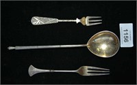 3 pieces of Russian silver incl. a long handled
