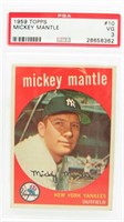 1959 TOPPS Mickey Mantle #10 Card PSA Graded 3 VG