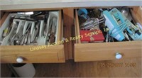 2 Drawers Full Of Kitchen Utensils & Other Misc