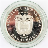 Coin Panama 1974 20 Balboas Large Silver