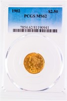 Coin 1902 Coronet $2.5 Gold Coin  PCGS MS62