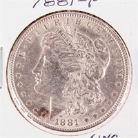 Coin 1881-P Morgan Silver Dollar Brilliant UNC,