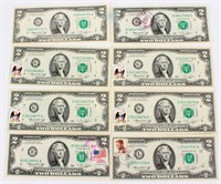 Postage $2 Bicentennial Notes 1976 First Day  8 Pc