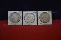 (3) Morgan Silver Dollar  1898p,s,o  all AU