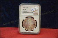 1880s Morgan Silver Dollar  slab NGC MS64