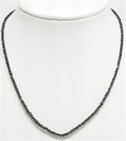 18K white gold 16" black diamond bead necklace,