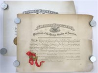 2 Theodore Roosevelt Signed Appointment Documents